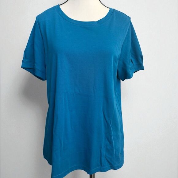 Isaac Mizrahi Live Essentials Pima Cotton Crew Neck Tee Primrose Blue Medium - Picture 2 of 9